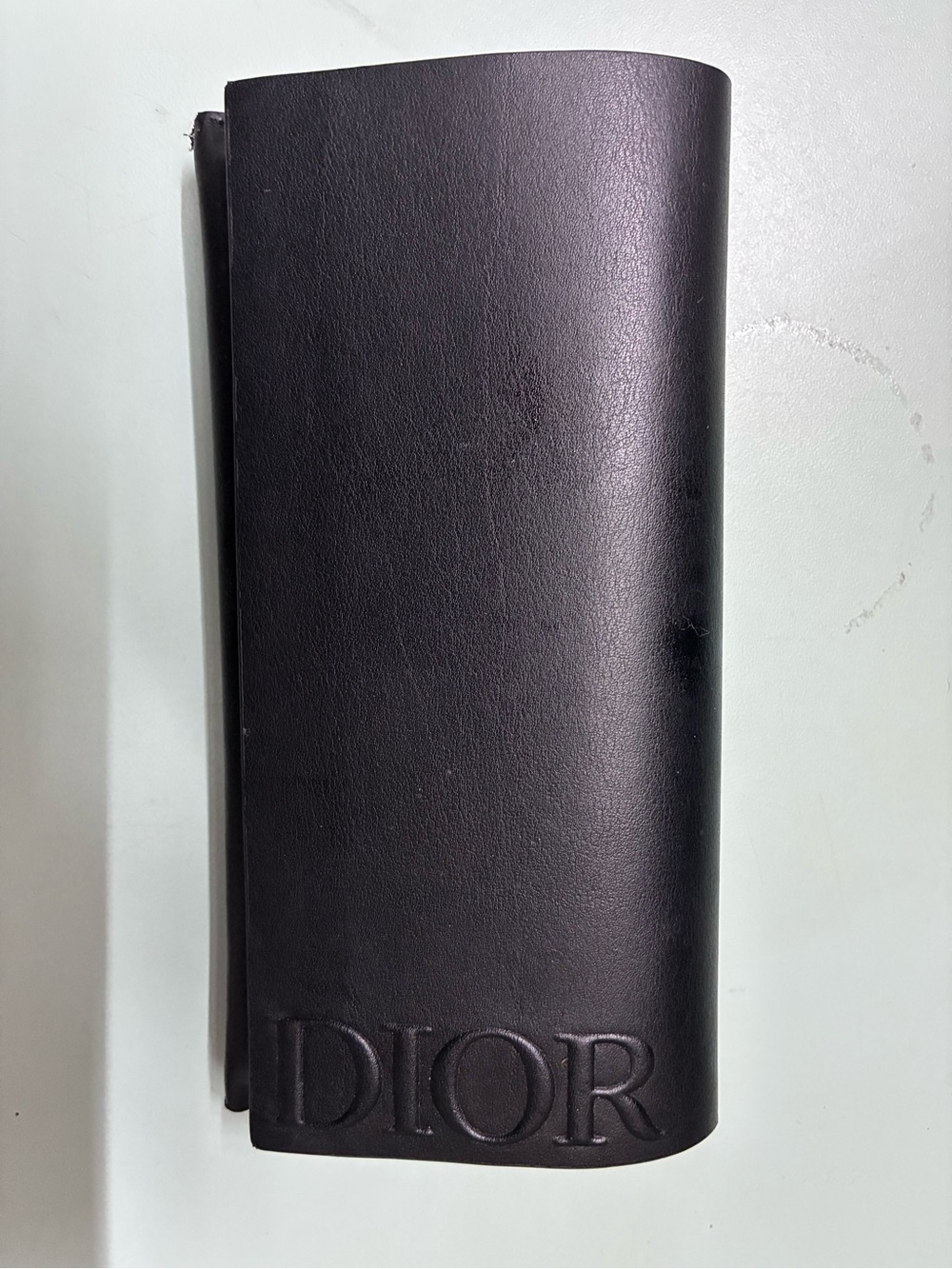 Dior Black Leather Eyewear Pouch with Embossed Logo